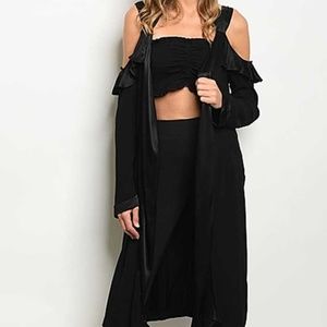 Cold Shoulder Dressy Long Cardigan